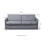 Paris Prix Canapé Convertible 3 Places "Aly" 200cm Gris Foncé
