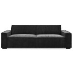 Paris Prix Canapé Convertible 3 Places Velours "Dudley" 230cm Noir