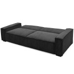 Paris Prix Canapé Convertible 3 Places Velours "Dudley" 230cm Noir