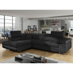 Paris Prix Canapé Convertible D'Angle Gauche "Toms" 275cm Noir