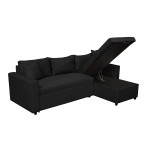 Paris Prix Canapé Convertible D'Angle Réversible "César" 227cm Noir