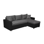 Paris Prix Canapé Convertible D'Angle Réversible "César" 227cm Noir & Gris