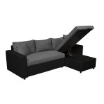 Paris Prix Canapé Convertible D'Angle Réversible "César" 227cm Noir & Gris