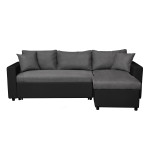 paris prix Canapé Convertible d'Angle Réversible "César" 227cm Noir & Gris