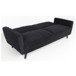 Paris Prix Canapé Convertible En Velours "Garry" 220cm Noir