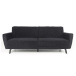 Paris Prix Canapé Convertible En Velours "Garry" 220cm Noir