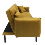 Paris Prix Canapé Convertible En Velours "Giulia" 198cm Jaune