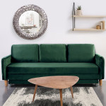 Paris Prix Canapé Convertible En Velours "Zefli" 210cm Vert
