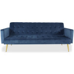 Paris Prix Canapé Convertible Velours "Tybio" 191cm Bleu