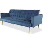 Paris Prix Canapé Convertible Velours "Tybio" 191cm Bleu