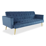paris prix Canapé Convertible Velours "Tybio" 191cm Bleu