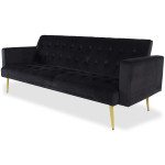 Paris Prix Canapé Convertible Velours "Tybio" 191cm Noir