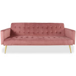Paris Prix Canapé Convertible Velours "Tybio" 191cm Rose