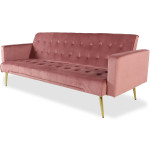 Paris Prix Canapé Convertible Velours "Tybio" 191cm Rose