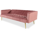 Paris Prix Canapé Convertible Velours "Tybio" 191cm Rose