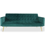 Paris Prix Canapé Convertible Velours "Tybio" 191cm Vert