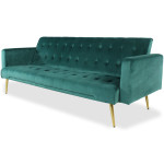 Paris Prix Canapé Convertible Velours "Tybio" 191cm Vert