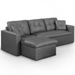 paris prix Canapé d'Angle Convertible "Corto" 221cm Gris
