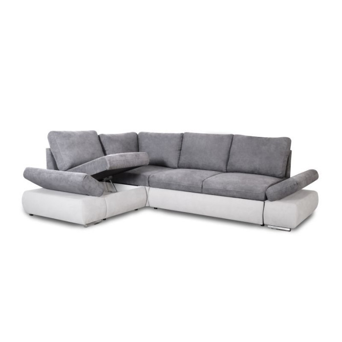 Paris Prix Canapé D'Angle Convertible "Minoso" 267cm Gris Clair