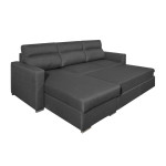 Paris Prix Canapé D'Angle Convertible "Neky" 242cm Gris Foncé