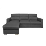 paris prix Canapé d'Angle Convertible "Neky" 242cm Gris Foncé