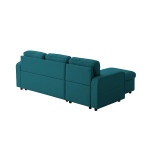 Paris Prix Canapé D'Angle Convertible "Pete" 220cm Bleu Pétrole