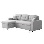 Paris Prix Canapé D'Angle Convertible "Pete" 220cm Gris Clair