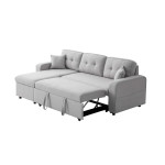Paris Prix Canapé D'Angle Convertible "Pete" 220cm Gris Clair