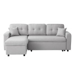 paris prix Canapé d'Angle Convertible "Pete" 220cm Gris Clair