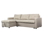 Paris Prix Canapé D'Angle Convertible Tissu "Corto" 221cm Beige