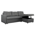 Paris Prix Canapé D'Angle Convertible Tissu "Corto" 221cm Gris