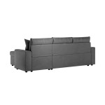 Paris Prix Canapé D'Angle Convertible "Zema" 227cm Gris Foncé