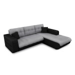 Paris Prix Canapé D'Angle Droit Convertible Microfibre "Liace" 242cm Gris & Noir