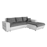 Paris Prix Canapé D'Angle Droit Convertible Microfibre "Liace" 242cm Gris & Blanc