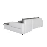 Paris Prix Canapé D'Angle Droit Convertible Microfibre "Liace" 242cm Gris & Blanc