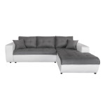 paris prix Canapé d'Angle Droit Convertible Microfibre "Liace" 242cm Gris & Blanc
