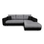 paris prix Canapé d'Angle Droit Convertible Microfibre "Liace" 242cm Gris & Noir
