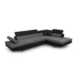 Paris Prix Canapé D'Angle Droit Convertible Microfibre "Noma" 271cm Gris & Noir
