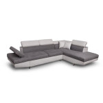Paris Prix Canapé D'Angle Droit Convertible Microfibre "Noma" 271cm Gris & Blanc