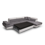 Paris Prix Canapé D'Angle Droit Convertible Microfibre "Noma" 271cm Gris & Blanc