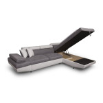Paris Prix Canapé D'Angle Droit Convertible Microfibre "Noma" 271cm Gris & Blanc