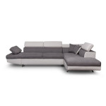 paris prix Canapé d'Angle Droit Convertible Microfibre "Noma" 271cm Gris & Blanc