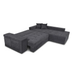 Paris Prix Canapé D'Angle Droit Convertible Niche à Gauche "Raly" 288cm Gris Foncé