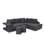 paris prix Canapé d'Angle Droit Convertible Niche à Gauche "Raly" 288cm Gris Foncé