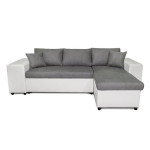 Paris Prix Canapé D'Angle Droit Convertible Niche à Gauche "Torino" 254cm Gris & Blanc