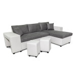 Paris Prix Canapé D'Angle Droit Convertible Niche à Gauche "Torino" 254cm Gris & Blanc