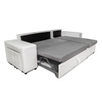 Paris Prix Canapé D'Angle Droit Convertible Niche à Gauche "Torino" 254cm Gris & Blanc