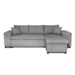 Paris Prix Canapé D'Angle Droit Convertible Niche à Gauche "Torino" 254cm Gris Clair