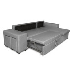 Paris Prix Canapé D'Angle Droit Convertible Niche à Gauche "Torino" 254cm Gris Clair