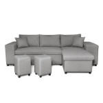 paris prix Canapé d'Angle Droit Convertible Niche à Gauche "Torino" 254cm Gris Clair